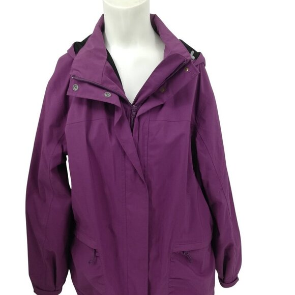 Duluth Trading Company Anorak Purple Hooded Jacket Coat Size L Zipper Pockets - Picture 6 of 11